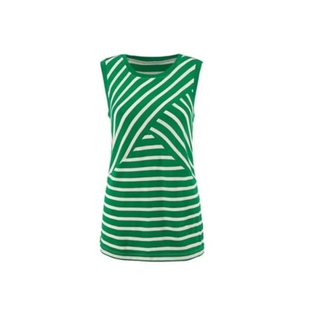 CAbi Green and White Striped Amelia Tank Top Size Small